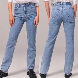 New Abercrombie and Fitch The 90s Straight Ultra High Rise Jean Medium Wash 33
